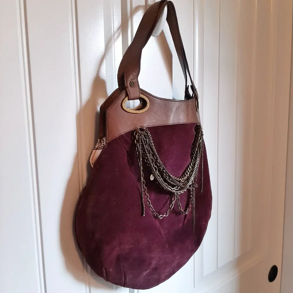 VTG Juicy Couture Y2K Plum Suede & Leather Handbag Purse